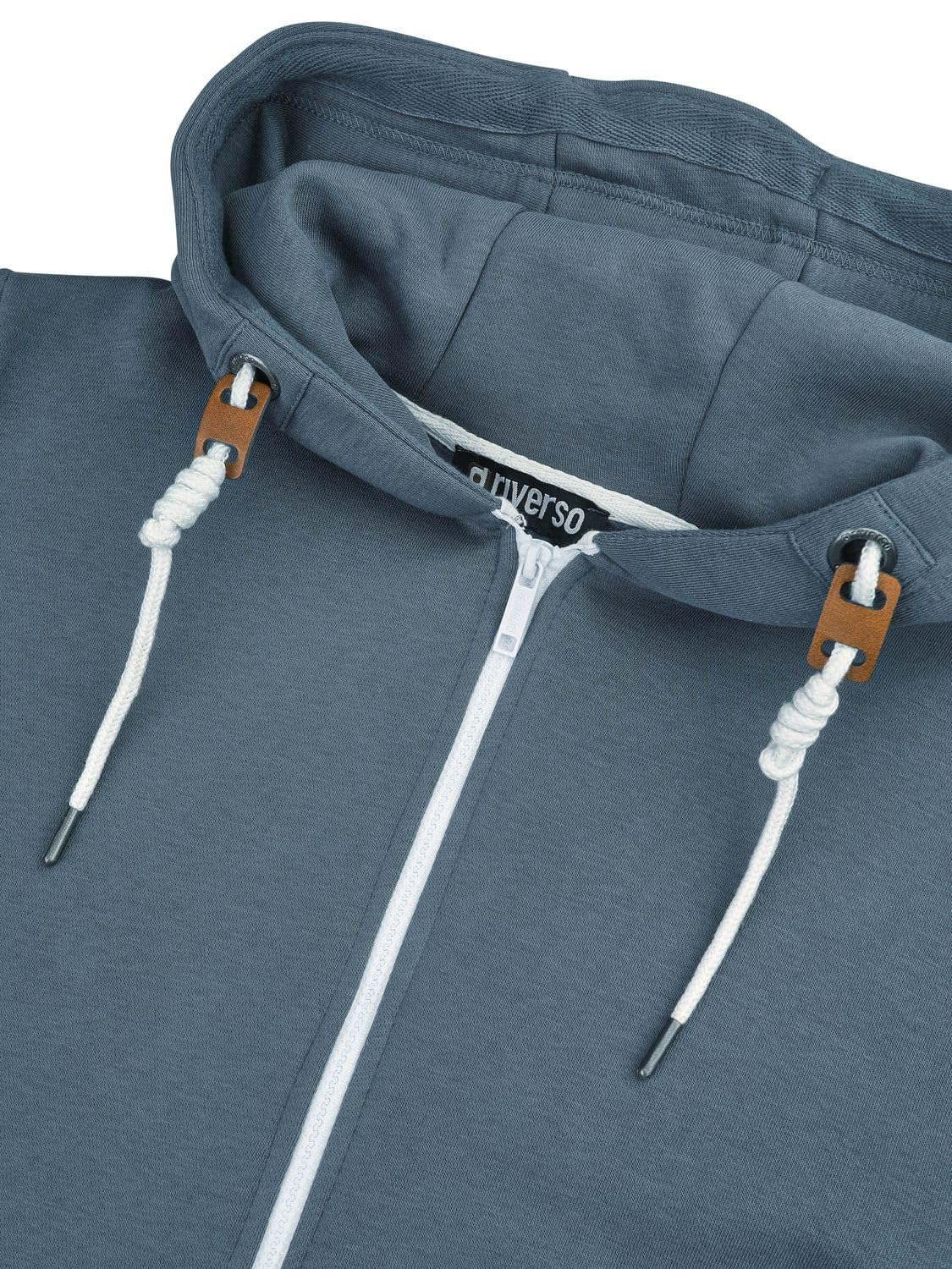 riverso Sweatjacke Herren mit Kapuze Reißverschluss Regular Fit RIVThilo | Kapuzenjacke Grau Braun Grün Rot Blau Schwarz Beige S M L XL XXL 3XL 4XL 5XL