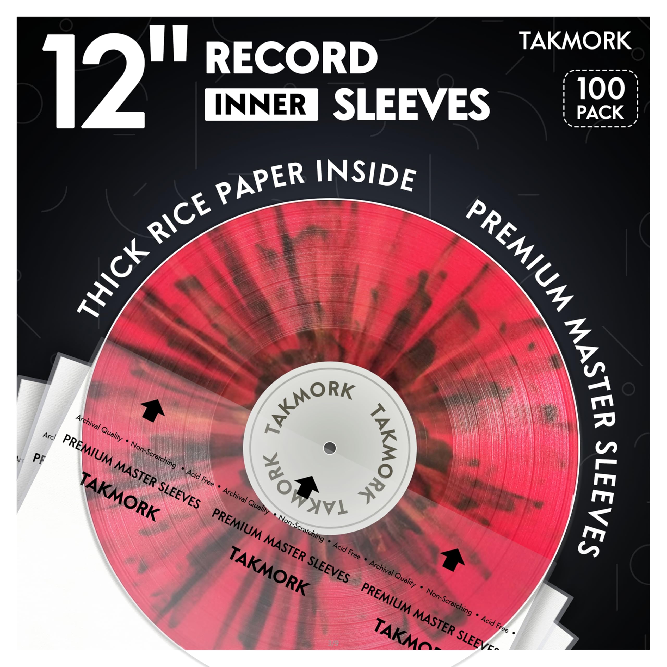Pochettes intérieures en vinyle : 30,5 cm - En papier de riz antistatique - Protection transparente pour le stockage des vinyles - 100 pièces