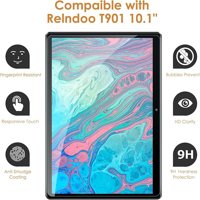 Hianjoo 2-Pack Protector de Pantalla Compatible con Relndoo T901 / Suicoey T901 10.1" 2026, Vidrio Templado miniatura 2