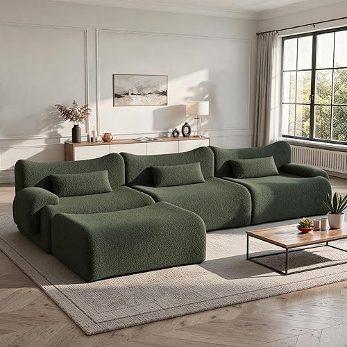 Miniatura 12 de Sofá modular modular de 126 pulgadas en forma de L para sala de estar, sofá modular de gran tamaño con asientos profundos, sofás modernos con