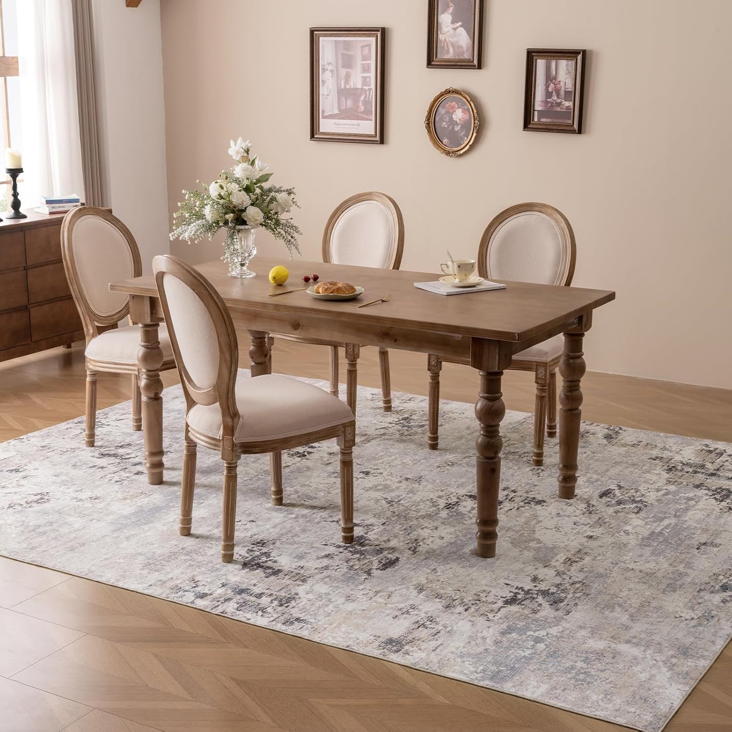 VK·LIVING Large Washable Rug 8x10 Abstract Area Rug for Living Room Bedroom Dinning Room, Soft Low Pile Lightweight Non Slip Machine Washble for High Traffic Home Decor, Multi-Brown