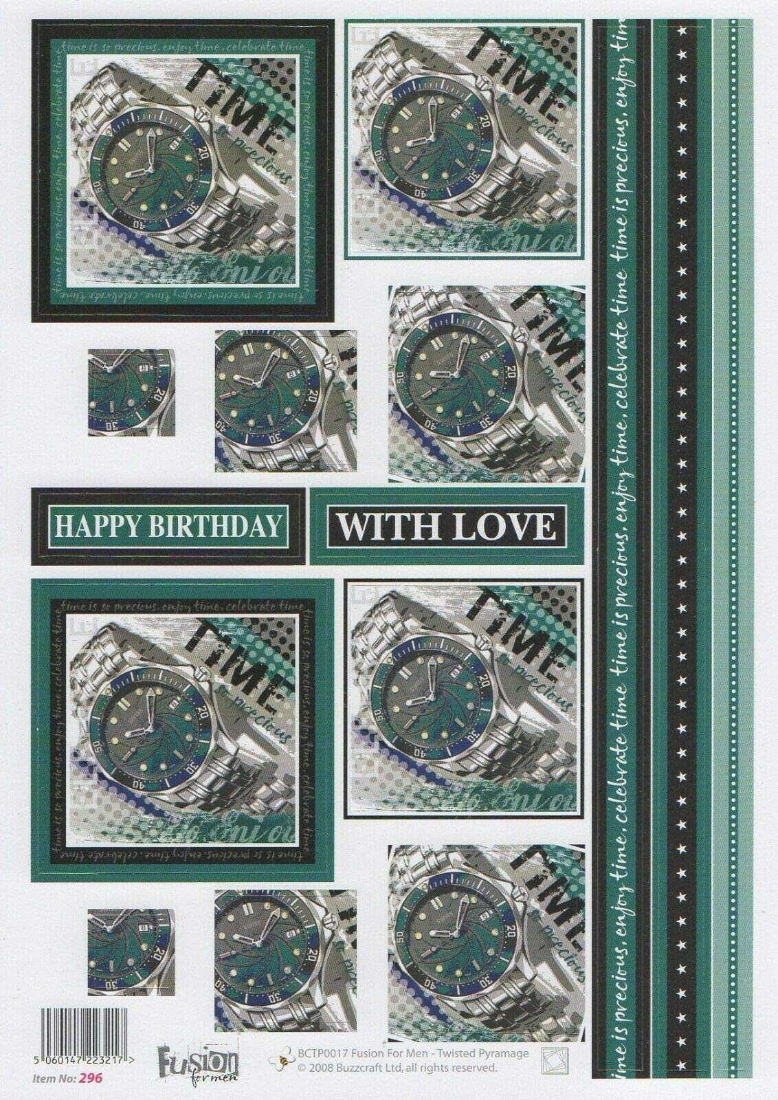 Buzzcraft 3D Die Cut Twisted Pyramage Decoupage Sheet - 296 Fusion For Men