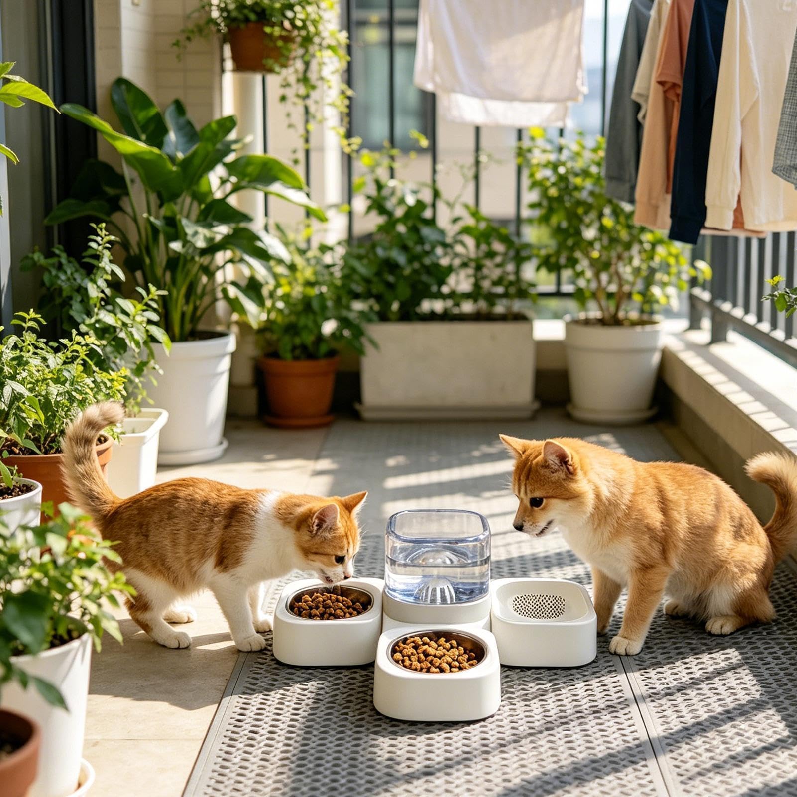 Distributori Cibo E Acqua Per Cani Antisversamento con Rimovibile | Distributore Automatico Di Acqua Per Animali Adatto A Gatti, , Cuccioli, Altri Animali, Casa Pet Shop