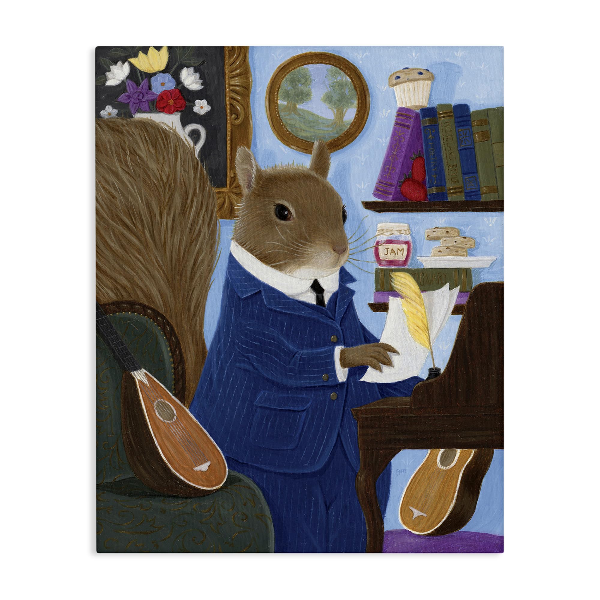 Stupell Industries 'Gentleman Squirrel Composing', Canvas Art, 24 x 30 Inches, Easy to Hang and Sturdy, Made in USA, by Gina Matarazzo