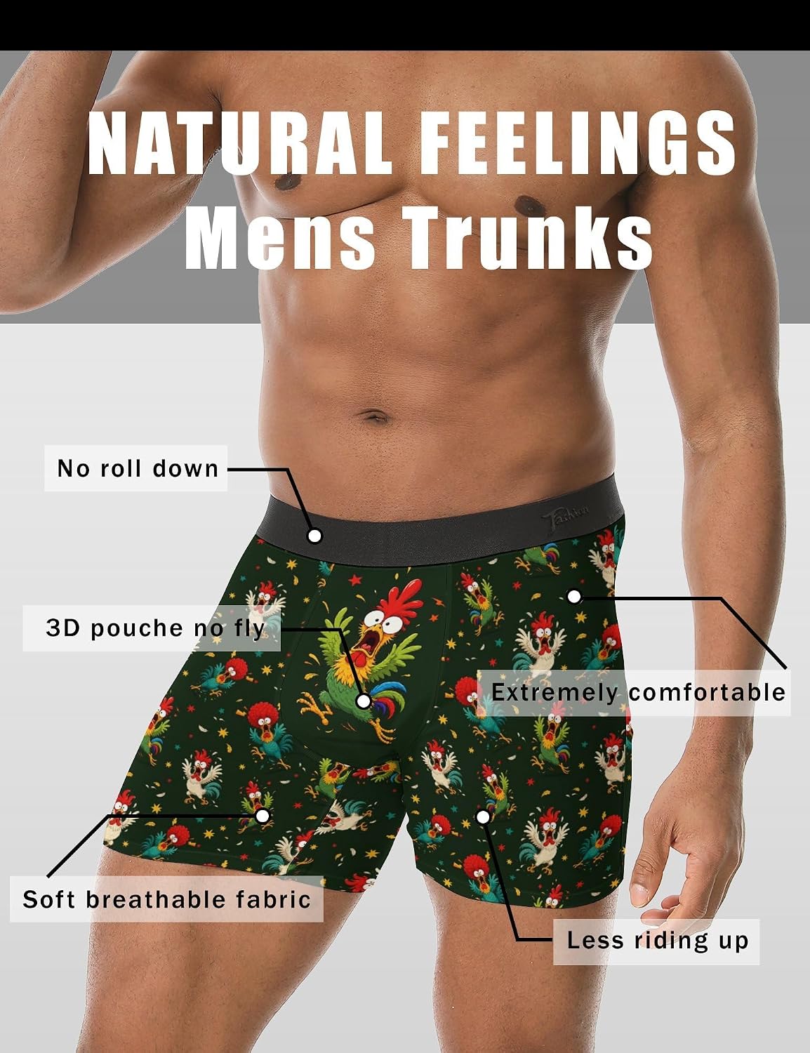 Men's Boxer Briefs Underwear Funny Underpants Flyless Novelty Gifts
