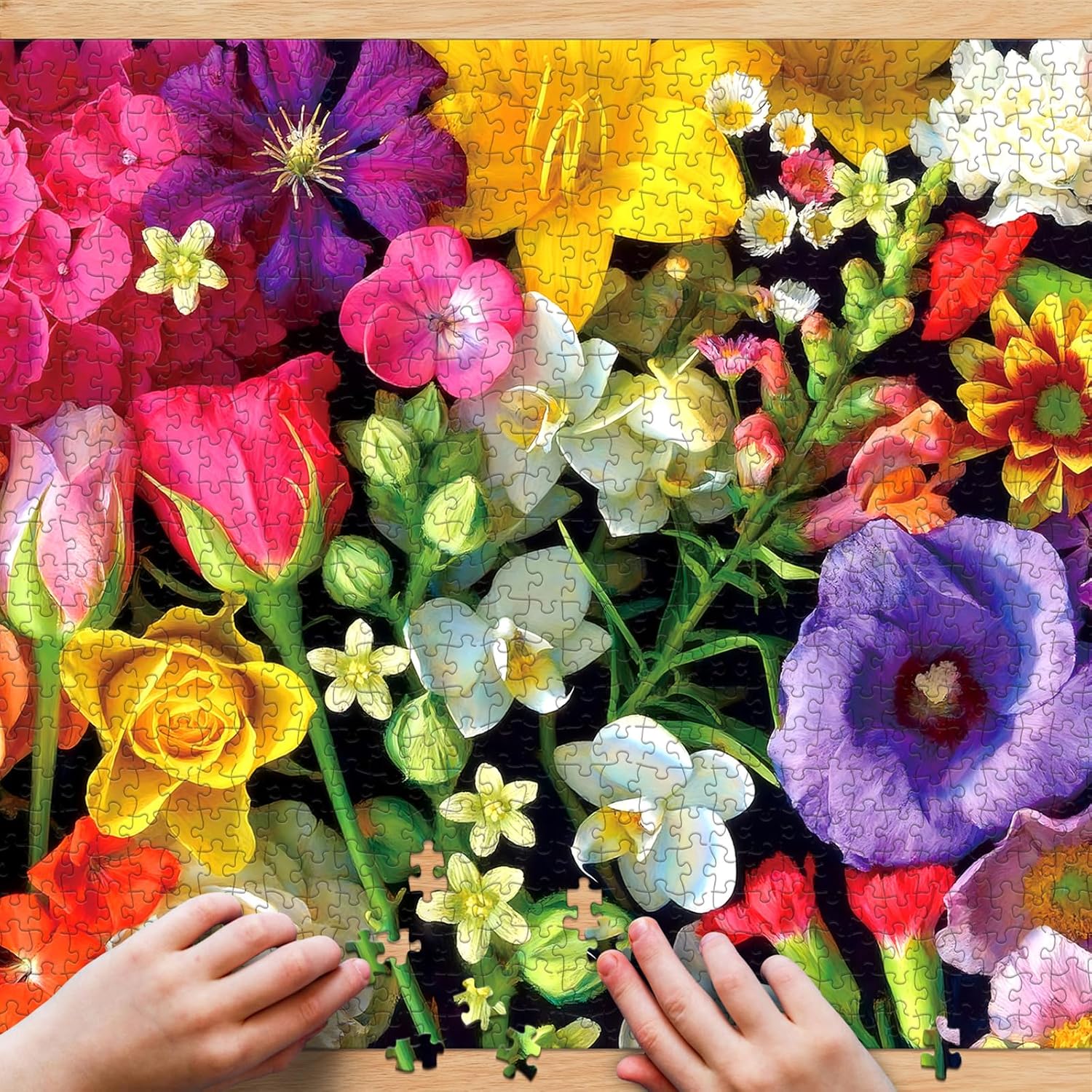 Cluster Flowers Bouquet Puzzle for Adults, Challenging Impossible Difficult Hard Fun 1000 Pieces Jigsaw Puzzles