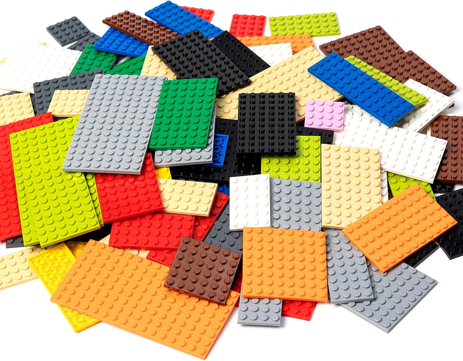 MANNIDOO 110 Pieces Classic Building Plates, 11 Sizes Small Baseplates Multipacks - Compatible with All Major Brands Building Pieces, Flat Platform Base for Moc Building, 12 Colors
