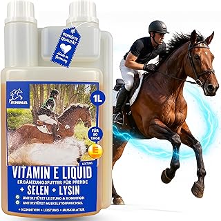 Vitamine E Cheval I Sélénium lysine Cheval I e Liquide complément Alimentaire Energy Booster Musculature I Renforcement Musculaire I Aliment reconstituant pour Chevaux Senior minéraux Chevaux 1L