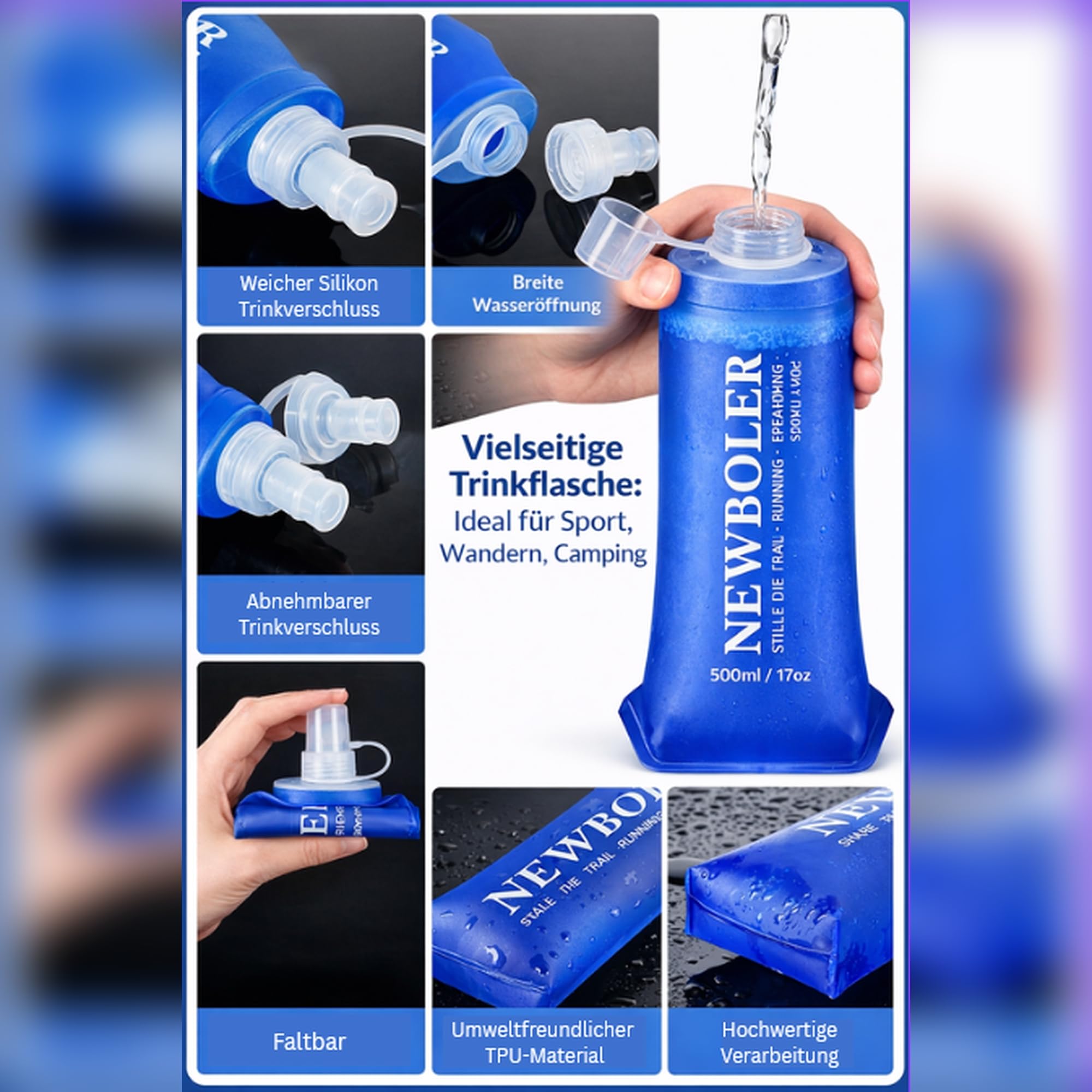 Laufweste Damen & Herren mit 500ml Trinkflasche – Ultraleichte & atmungsaktive Trinkweste mit Handyfach – Running Vest / Trinkrucksack für Joggen, Trailrunning & Marathon