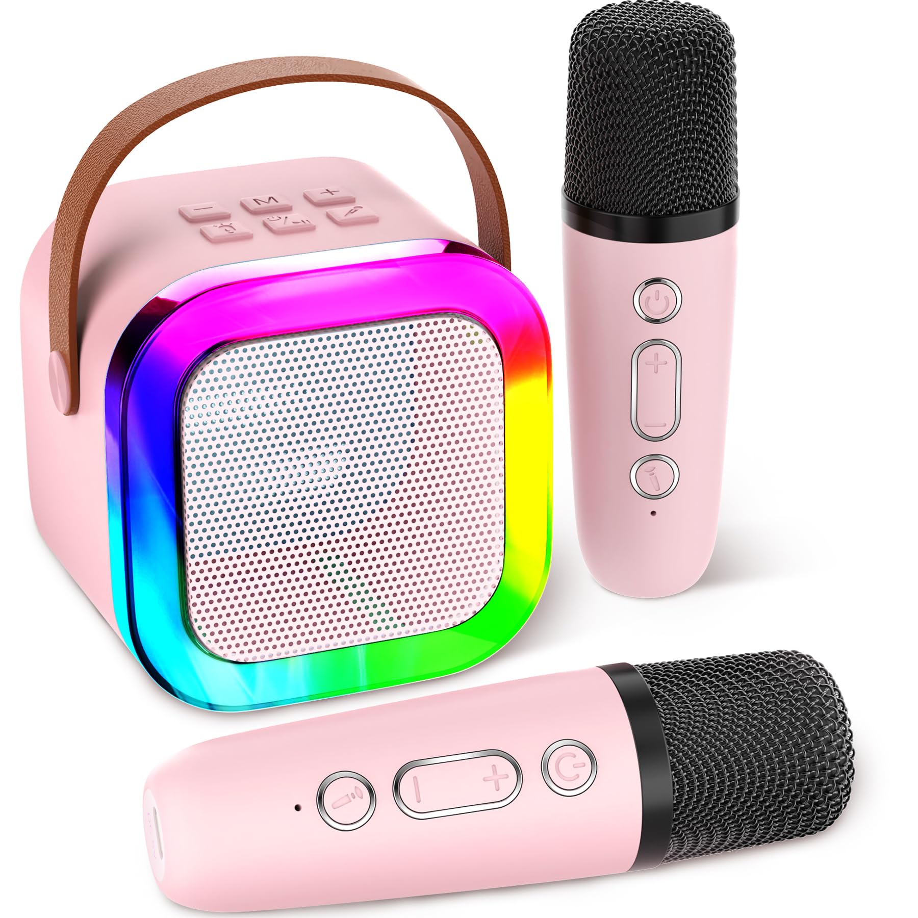 Aplsinvivi Mini Karaoke per bambini, altoparlante karaoke portatile per bambini con microfono wireless, regali per ragazze di 4, 5, 6, 7, 8, 9, 10, 12 anni + festa di compleanno, Pink