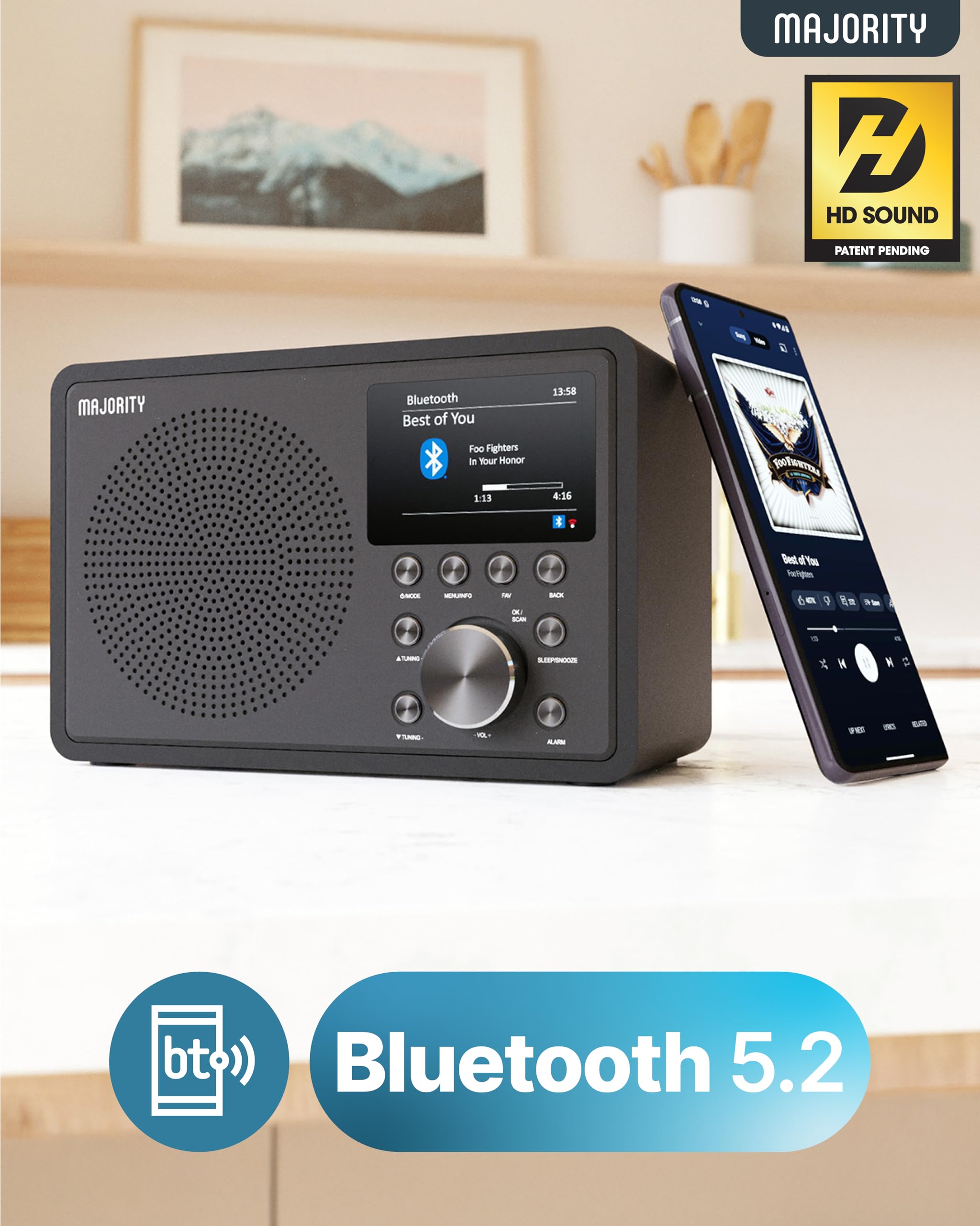 MAJORITY Touro Internetradio WLAN DAB+ Bluetooth DAB Plus Küchenradio Digitalradio