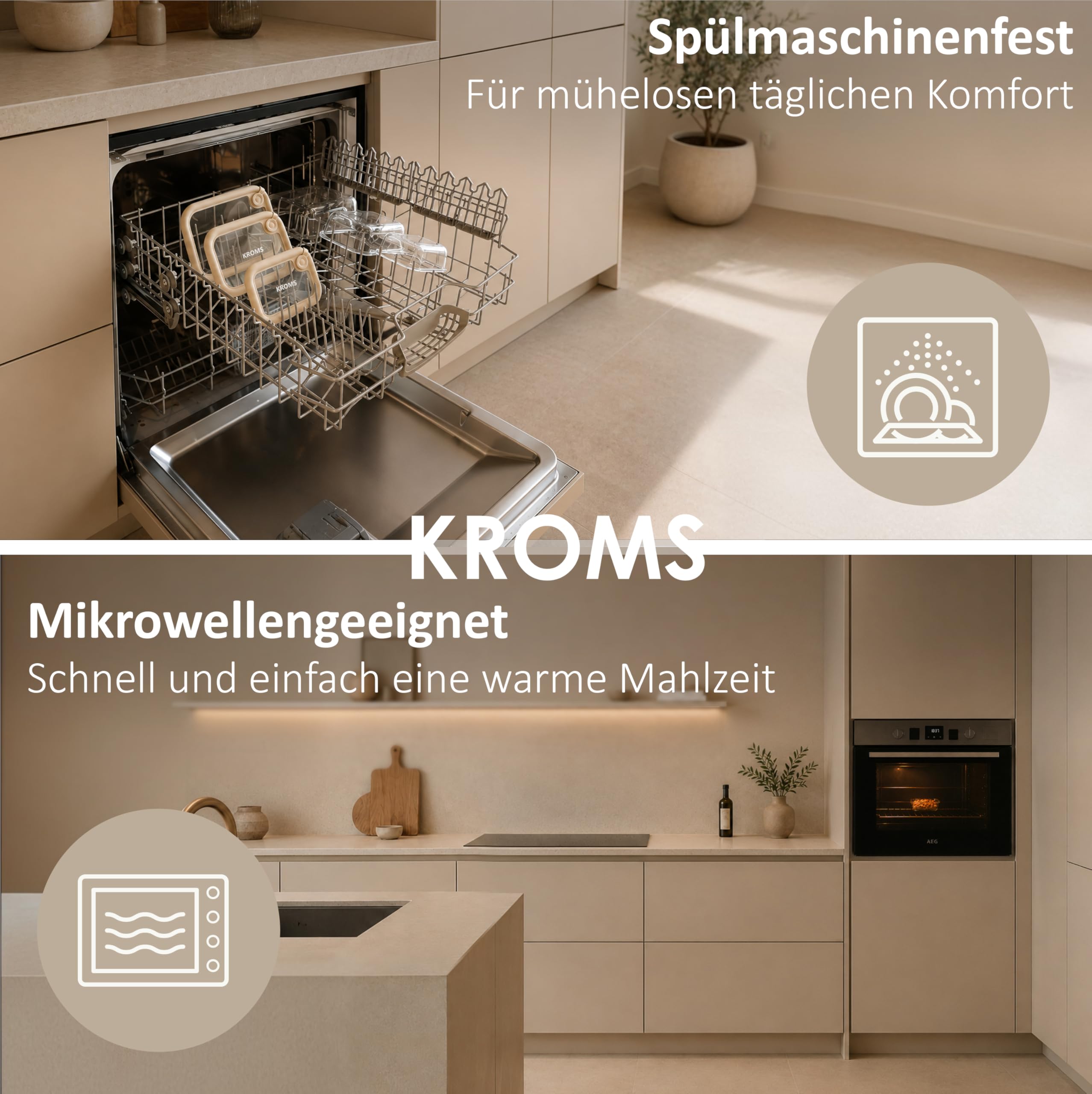 Glas Frischhaltedosen Set 6 Stück - 100% Glas mit Glasdeckel BPA frei PFAS frei - Glasbehälter luftdicht - Vorratsdosen Glas - Meal Prep Boxen - Küchen Organizer - Mikrowellengeeignet