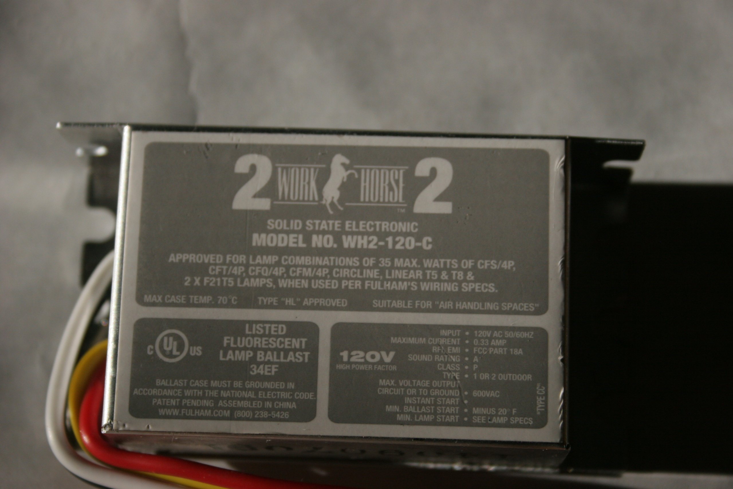 - Fulham WH2-120-C Workhorse 2 Flourescent Lamp Ballasts - 120v -
