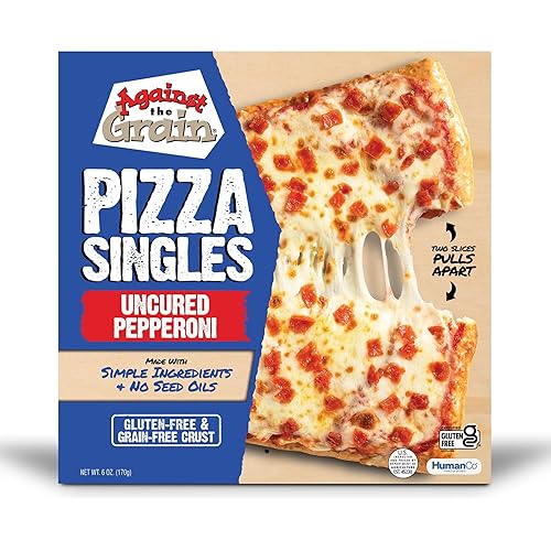 Against the Grain Uncured Pepperoni Pizza Singles, Gluten-Free, Grain-Free, Seed Oil-Free, Single Serve Pizza, Frozen, 6oz