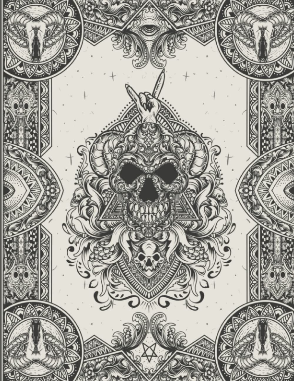 Skull Sketchbook Journal for Gothic Art, 8.5 x 11 inches 120 pages, drawing book for goth artists, soft cover, notebook and sketchbook