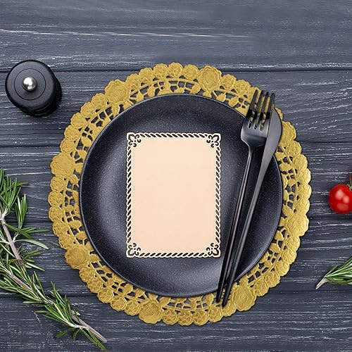 Miniatura 4 de The Baker Celebrations Hojas decorativas de encaje de papel metálico de 8 pulgadas, elegantes, resistentes y desechables, ideales para presentación