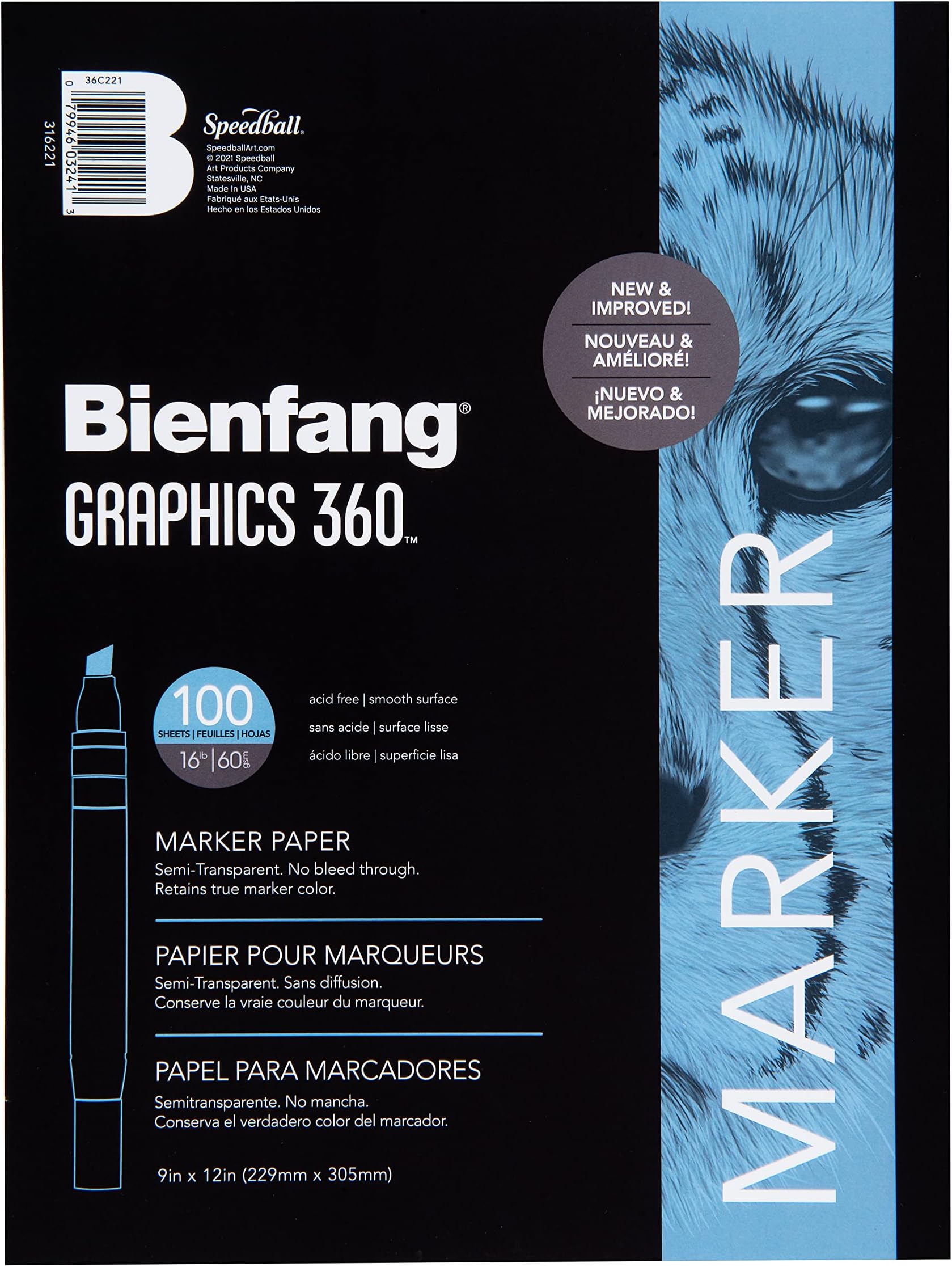 Bienfang Graphics 360 Marker Paper Pad, 9-Inch by 12-Inch, 100 Sheets