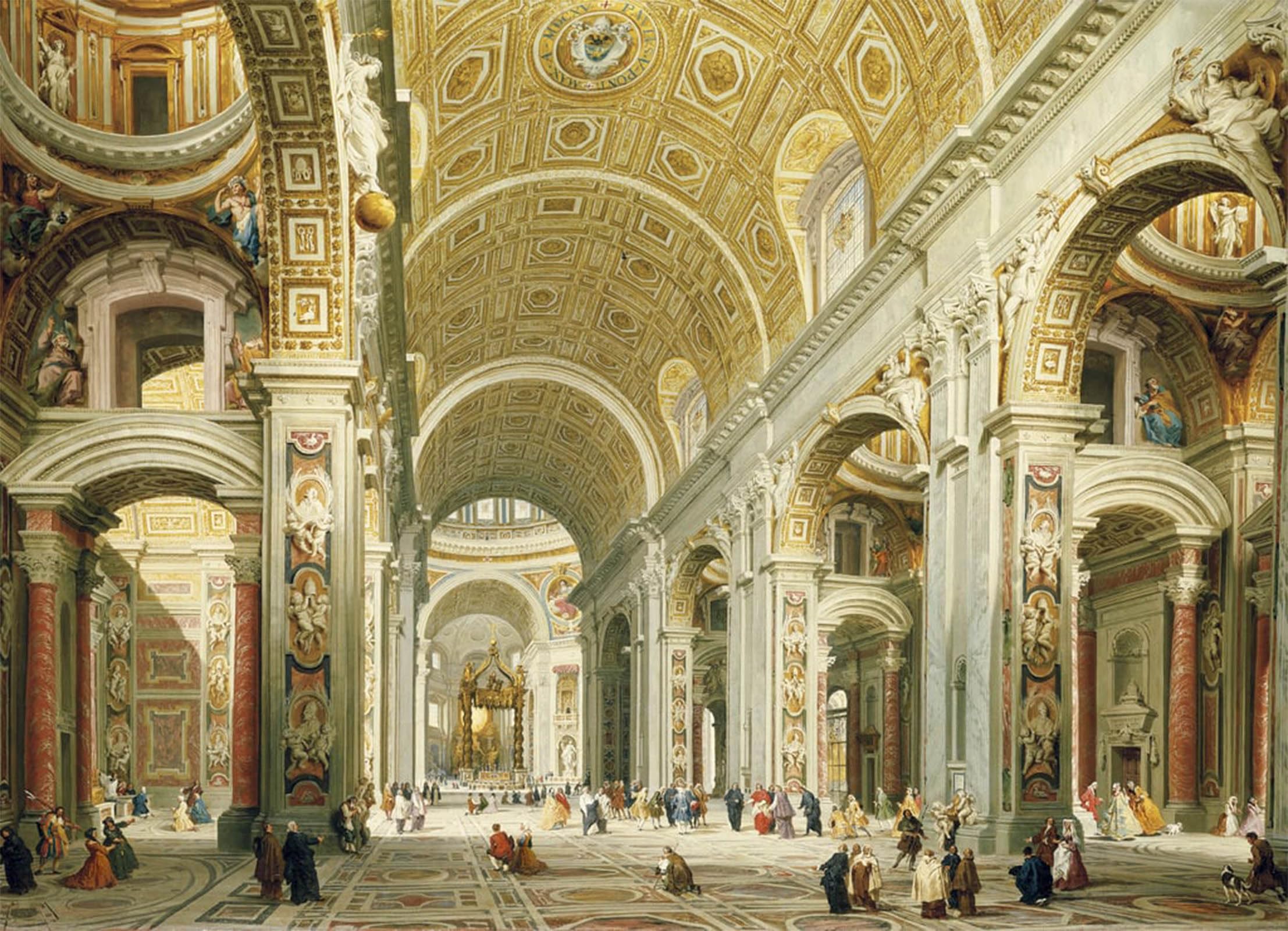 SERENDIPITP Abstract Painting Mural Print Picture Wall Decor Painting Interior of Saint Peter by Paolo Pannini Vintage Wall Artwork for Home Decor 60x90cm