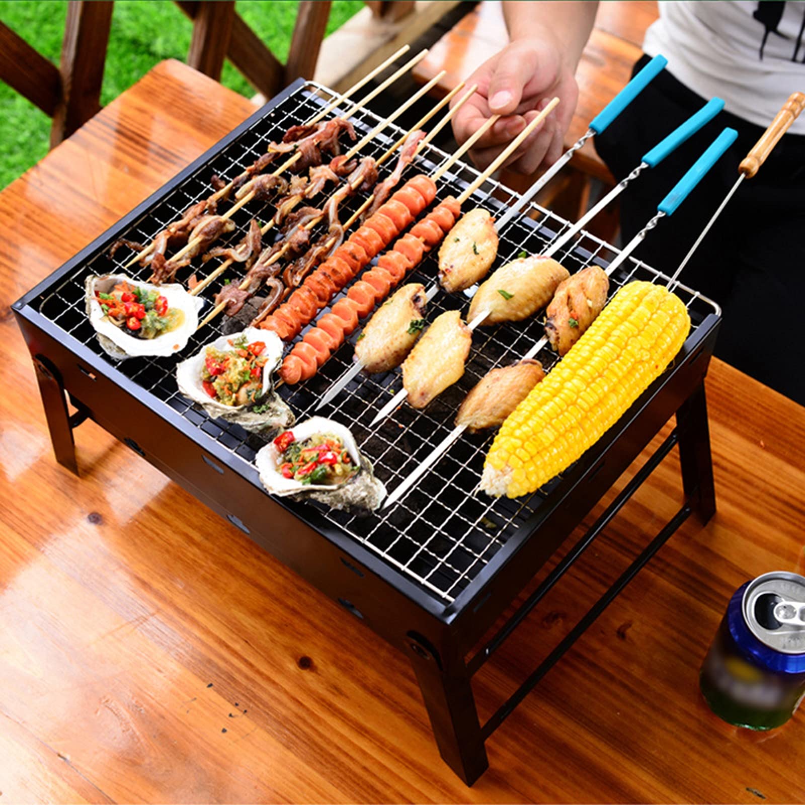 Kleine houtskoolgrill, outdoor opvouwbare mini-houtskoolgrill Kleine houtskoolgrill, outdoor opvouwbare mini-houtskoolgrill