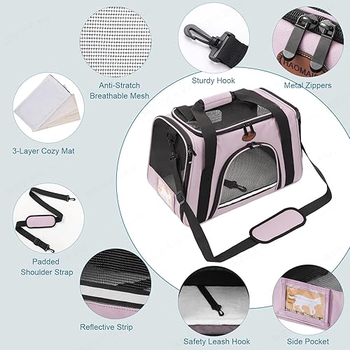 Vista 9 de Transportador de gatos para perros medianos y pequeños, perros y cachorros de hasta 15 libras, aprobado por la aerolínea TSA, transportador