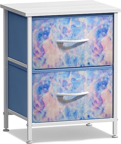 Miniatura 7 de Sorbus - Mesita de noche con 2 cajones - Mueble de noche para niños, mesa auxiliar, estructura de acero, parte superior de madera y contenedores de