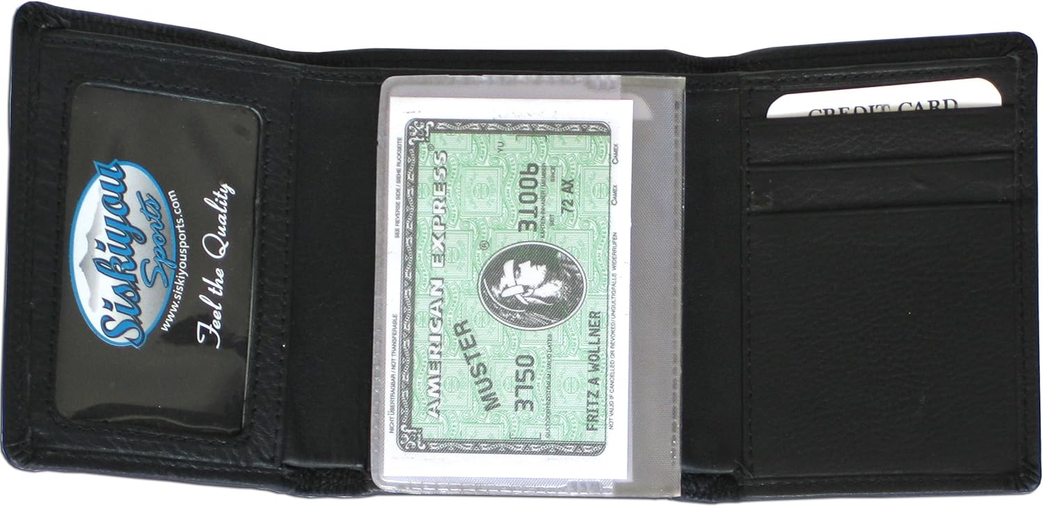 Siskiyou Sports NFL Green Bay Packers Gridiron Leather Tri-Fold Wallet, Black