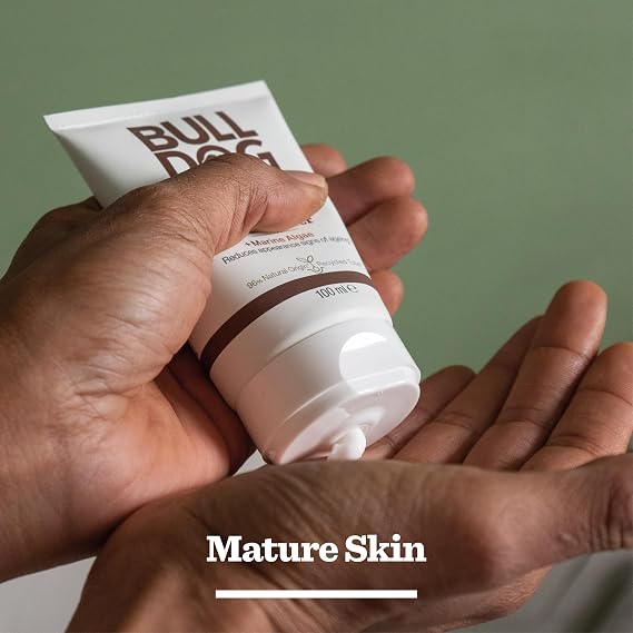 BULLDOG SKINCARE Age Defence Moisturiser for Men, With Marine Algae, 100ml | All-day moisturiser for brighter-looking skin, reduces appearance of fine lines and wrinkles, natural origin ingredients