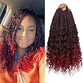 8 Packs Box Braids Crochet Braids Curly Ends 14 Inch Goddess Box Braids Crochet Hair Synthetic Crochet Hair Extensions (14(8Packs), 1B/Bug)