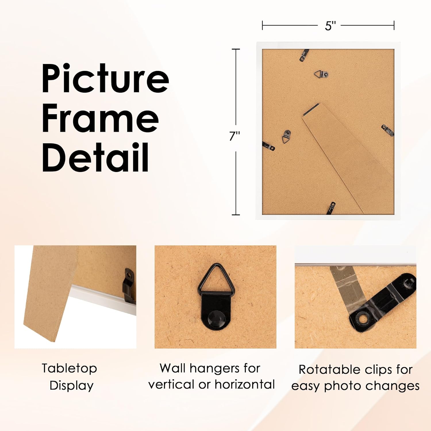 FIXSMITH 5x7 Picture Frame Set of 6, White Photo Frames Bulk with HD Plexiglass, Display Pictures 4x6 with Mat or 5x7 Without Mat, Multi Picture Frames Collage for Tabletop or Wall Display - Image 4