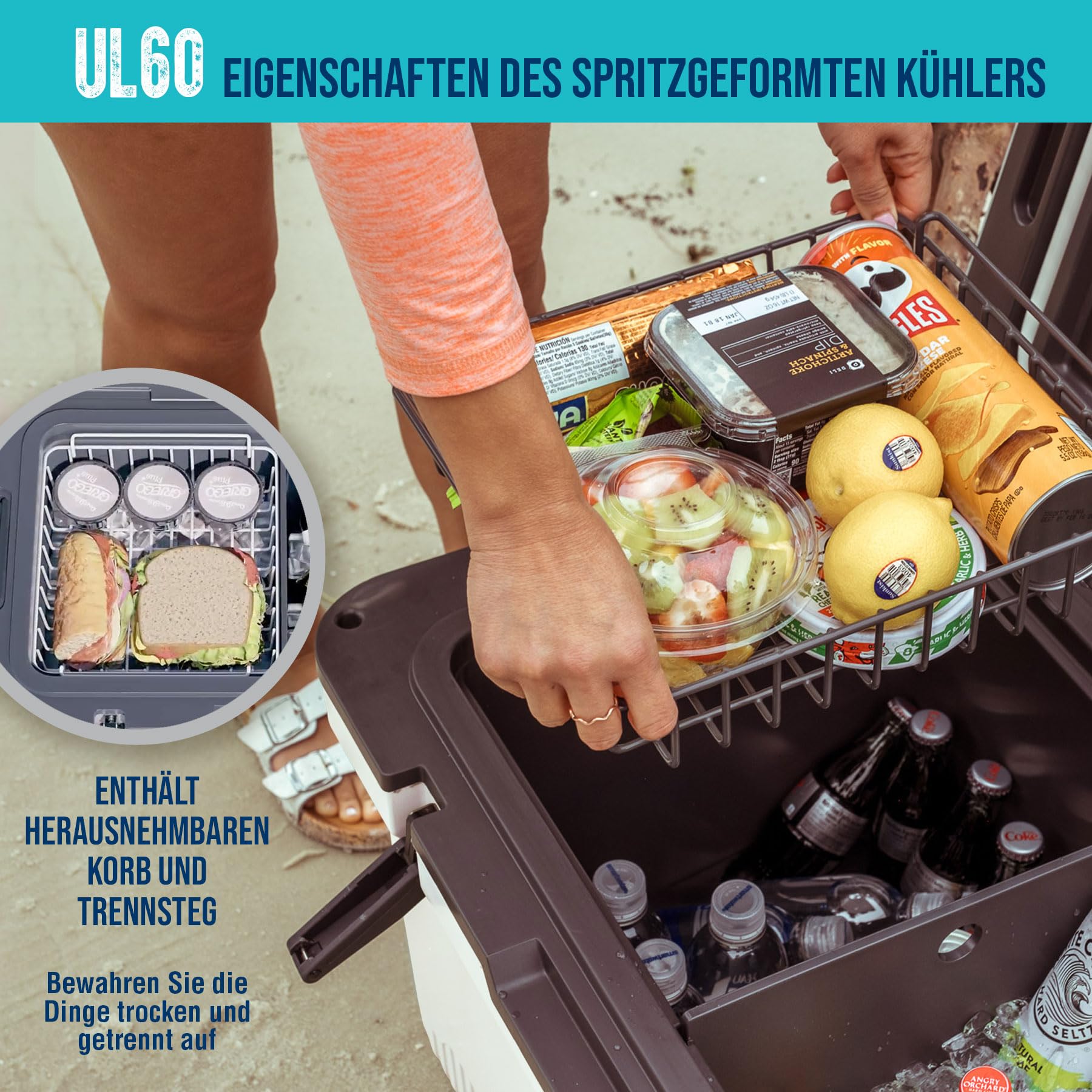ENGEL 56,8 Liter Große Kühlbox - Ultra-Leicht, Tragbare, Passive Kühlbox für Camping, Picknick, Wandern, Festival - Eisbox Ohne Strom Hält EIS bis zu 7 Tage, 75 x 45,7 x 43,2 cm