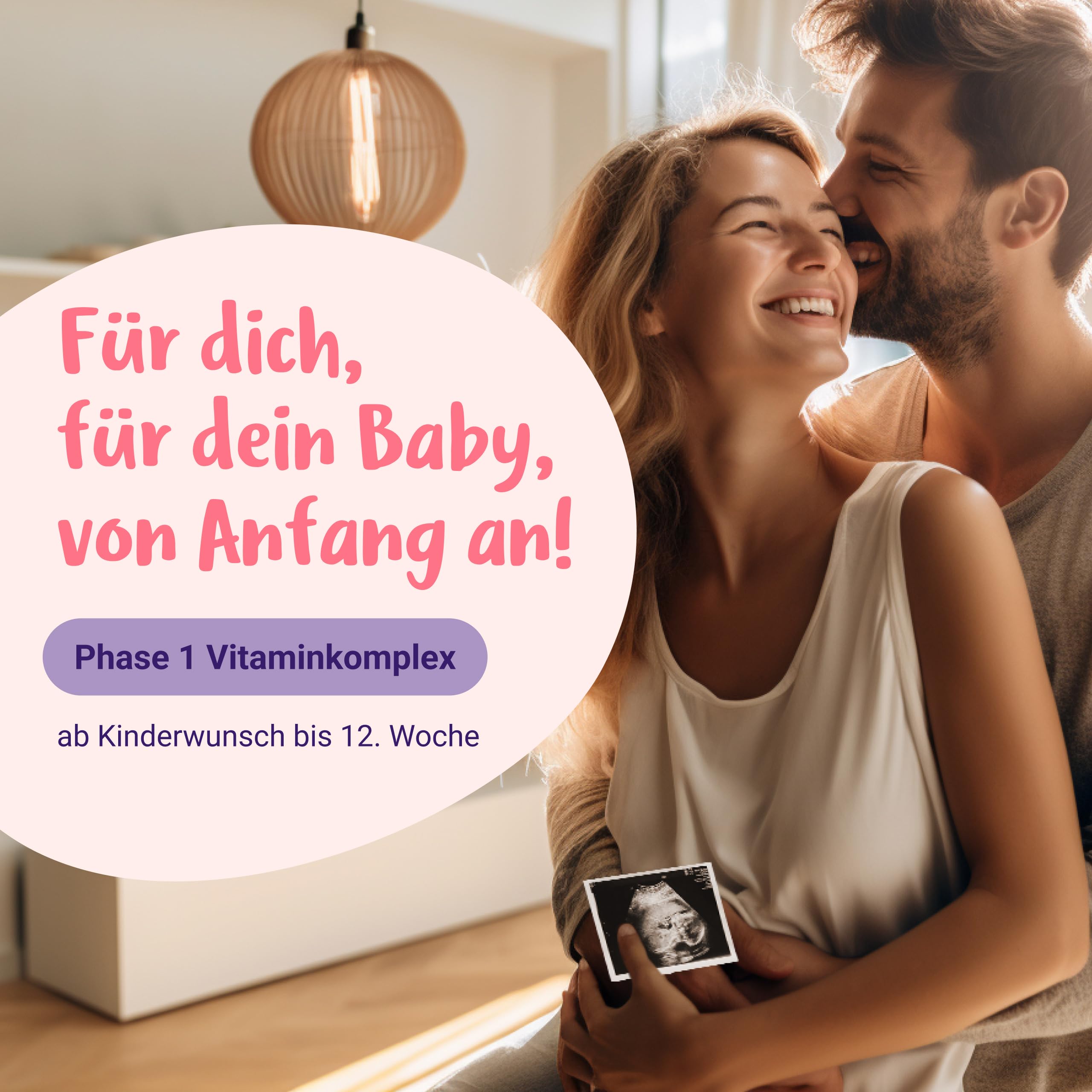 PregniVital Phase 1 Schwangerschaftsvitamine 1. Trimester bis 12. SSW – Folsäure Schwangerschaft, Kinderwunsch Vitamine, Cholin Schwangerschaft - 30 Tabletten