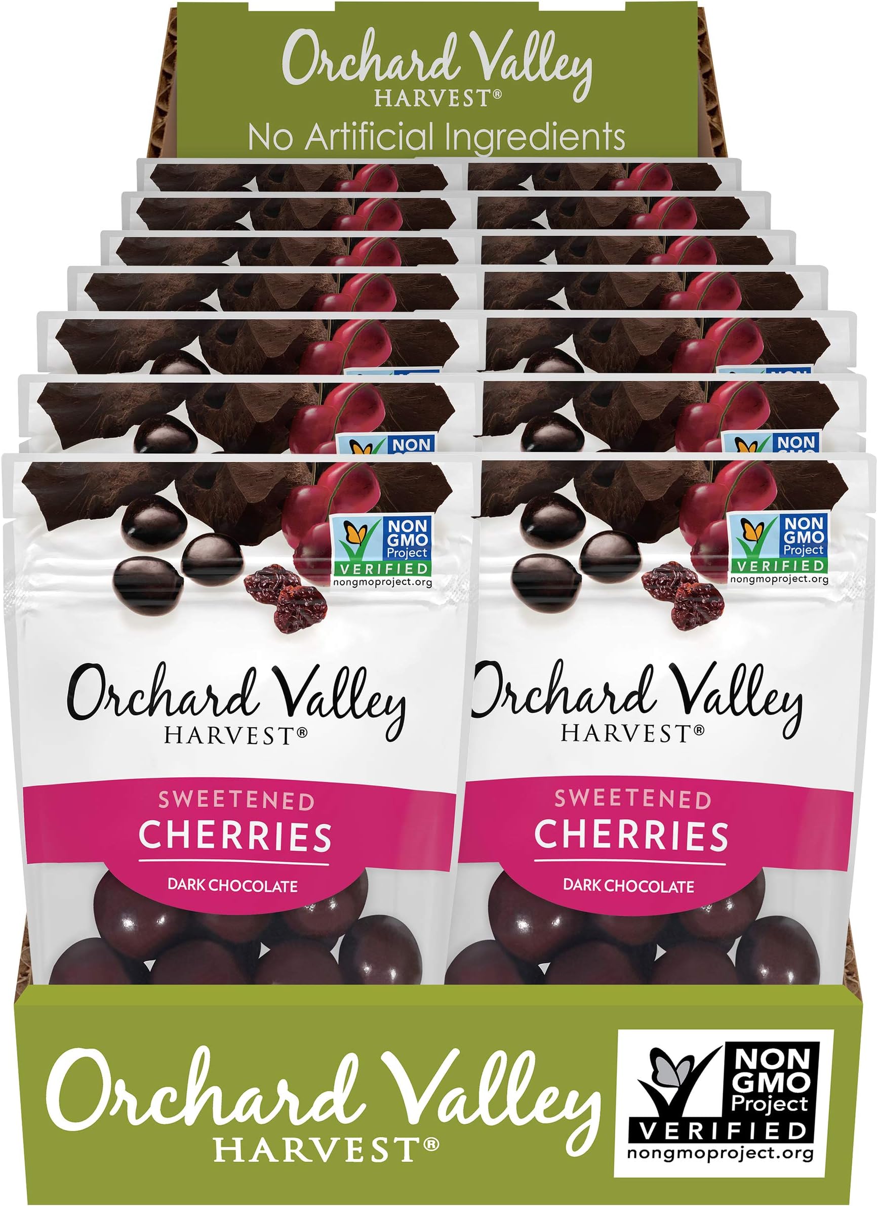 Orchard Valley HarvestDark Chocolate Covered Cherries, 1.9 Ounce Bags (Pack of 14), Gluten Free, Non-GMO, No Artificial Ingredients