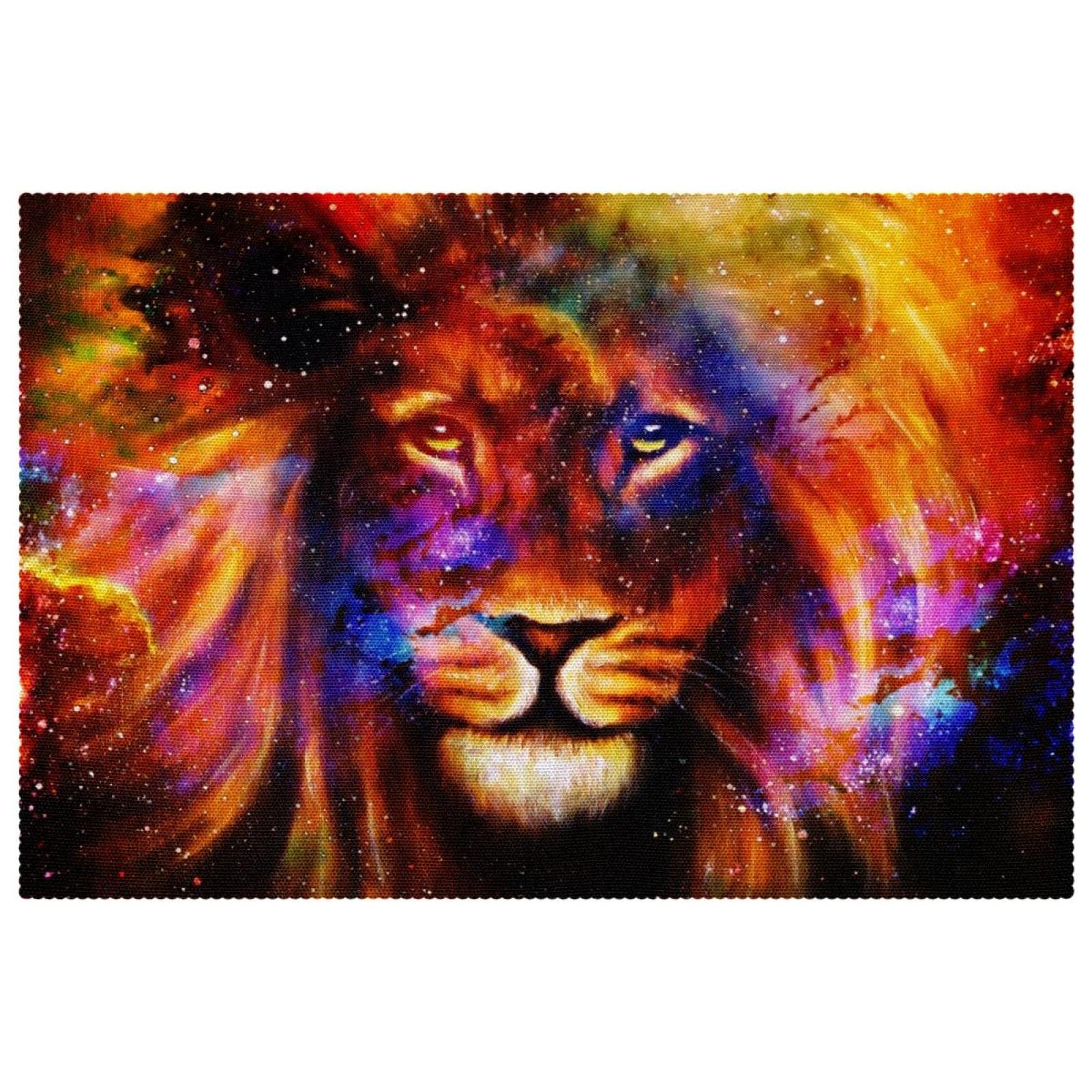 Set de table lion spatial de qualité supérieure avec impression haute définition durable