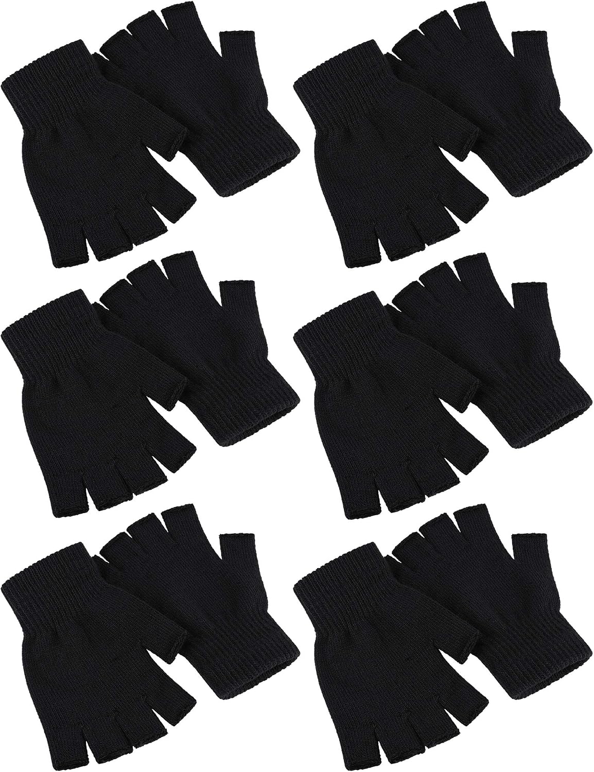 URATOT 6 Pairs Unisex Fingerless Gloves Winter Stretchy Half Finger Gloves Typing Gloves