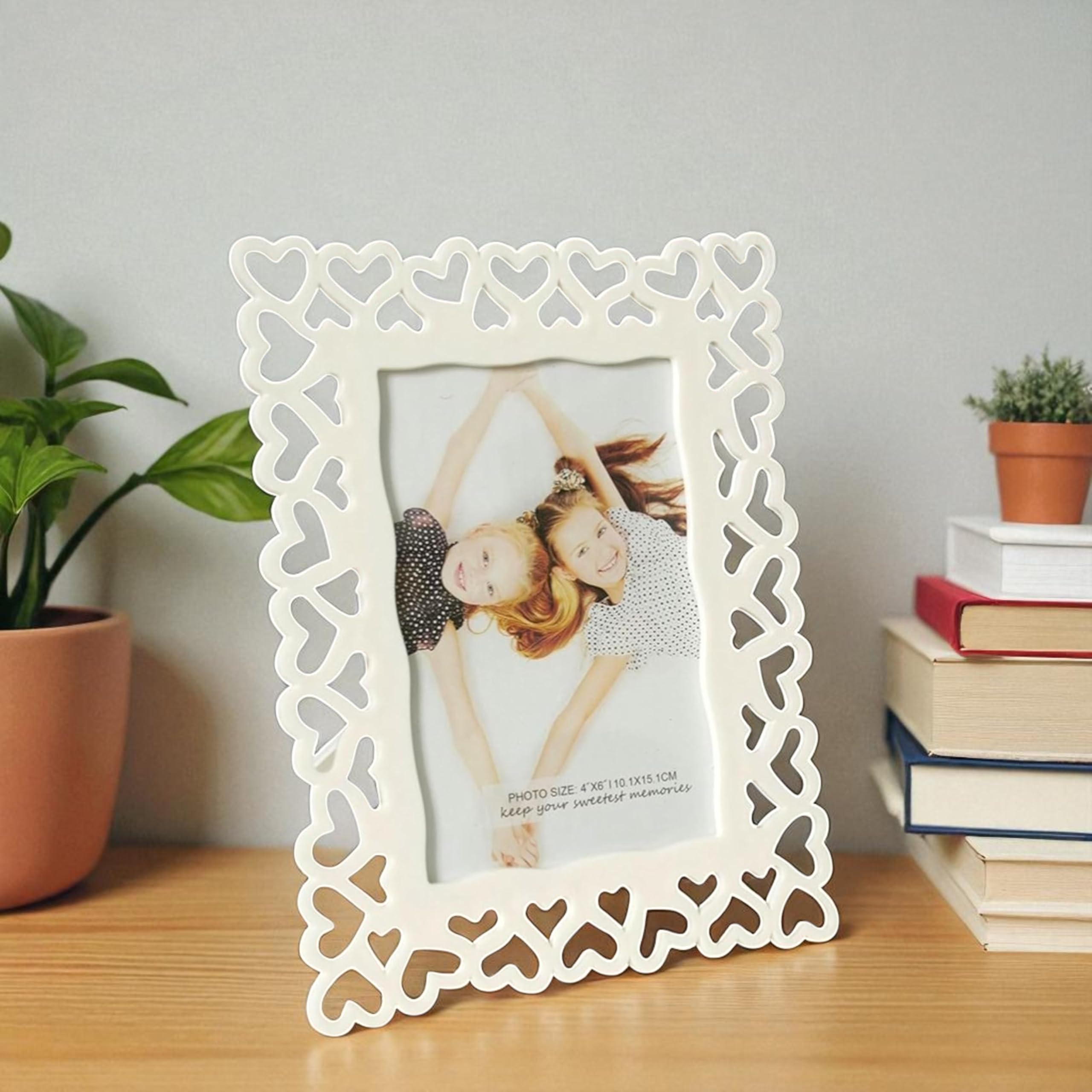 Art Street Decoralicious White Heart Photo Frame for Home, Office Desk, Bedroom & Living Room Décor - 4x6 Inches-picture-11