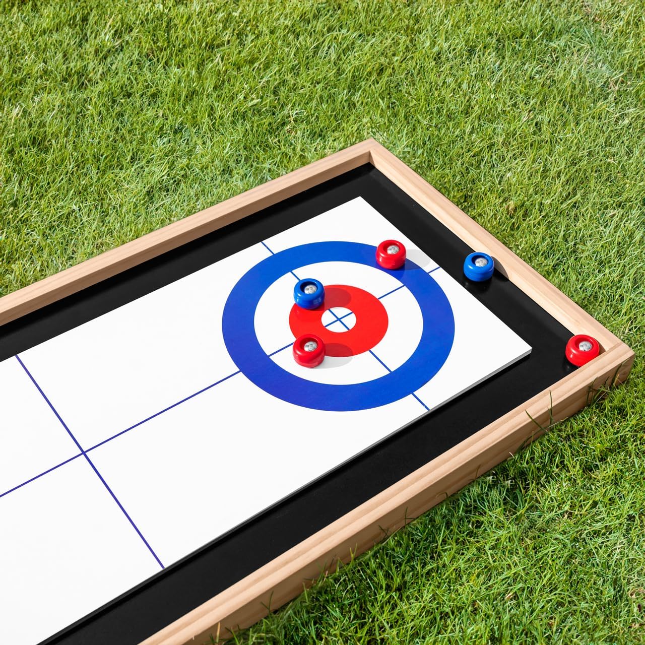 HARRIER 2-in-1 Tabletop Curling & Shuffleboard Table | Reversible Board | No Assembly Required!