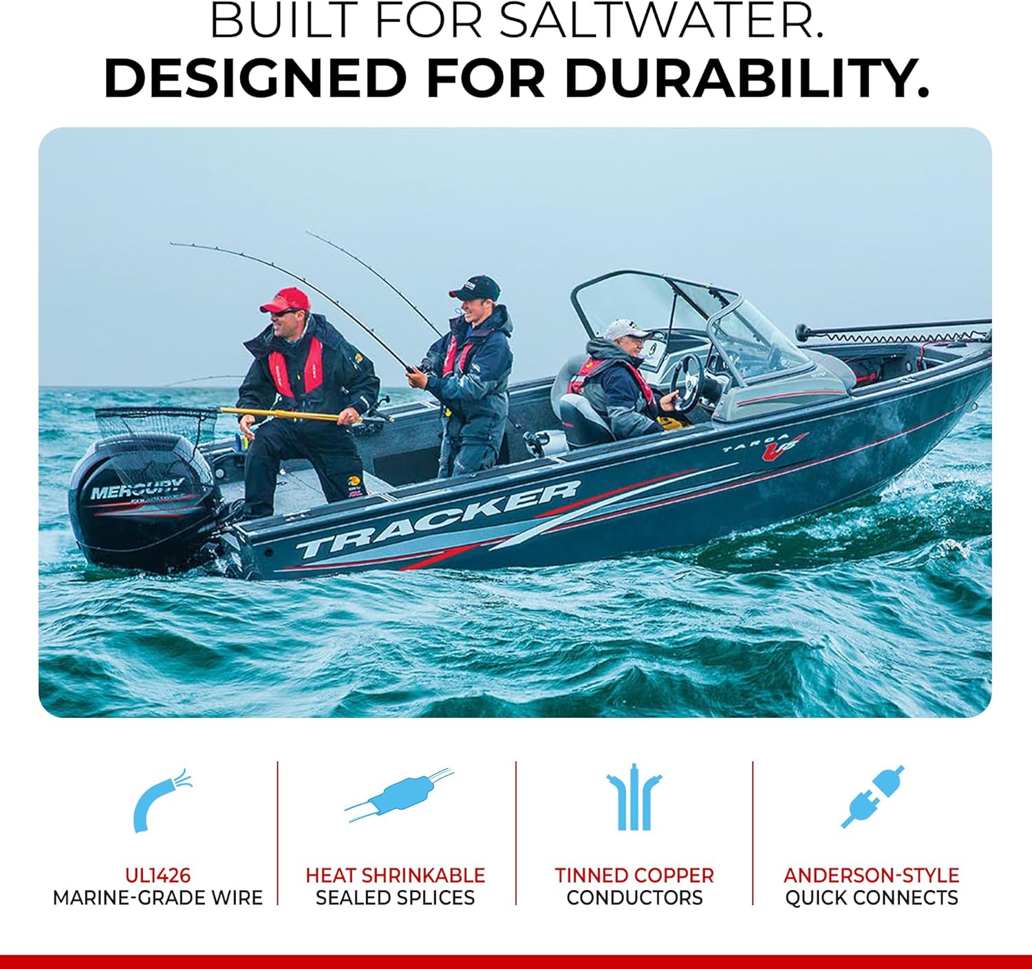 Connect-Ease 24V Trolling Motor Connection Kit RCE24VB5CHK | 5-Foot Series Connector for Two 12V Separated Batteries with Onboard Charging Charger Leads | Marine Grade Wires | Batteries NOT Included