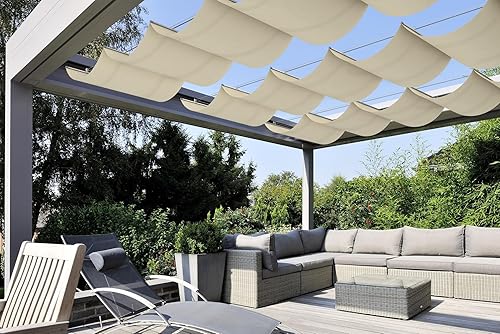 Coarbor Toldo retráctil de 4 x 12 pies para exteriores, impermeable, retráctil, pérgola, toldo para terraza, patio, patio, color beige Coarbor Toldo retráctil de 4 x 12 pies para exteriores, impermeable, retráctil, pérgola, toldo para terraza, patio, patio, color beige