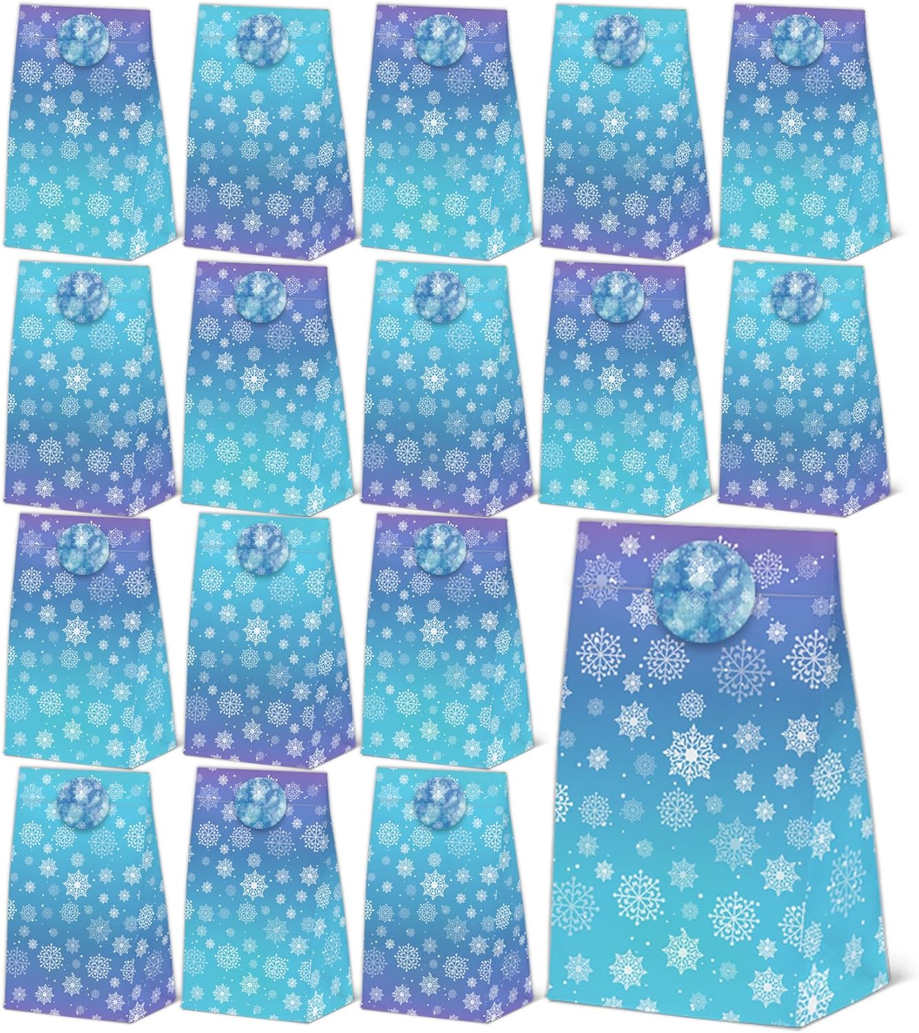 24 Pcs Winter Snowflake Goodie Bags with Stickers,Winter Themed Decorations Birthday Favor Bags,Holiday Party Gift Bags for Christmas Winter Wonderland Party Supplies - Image 2