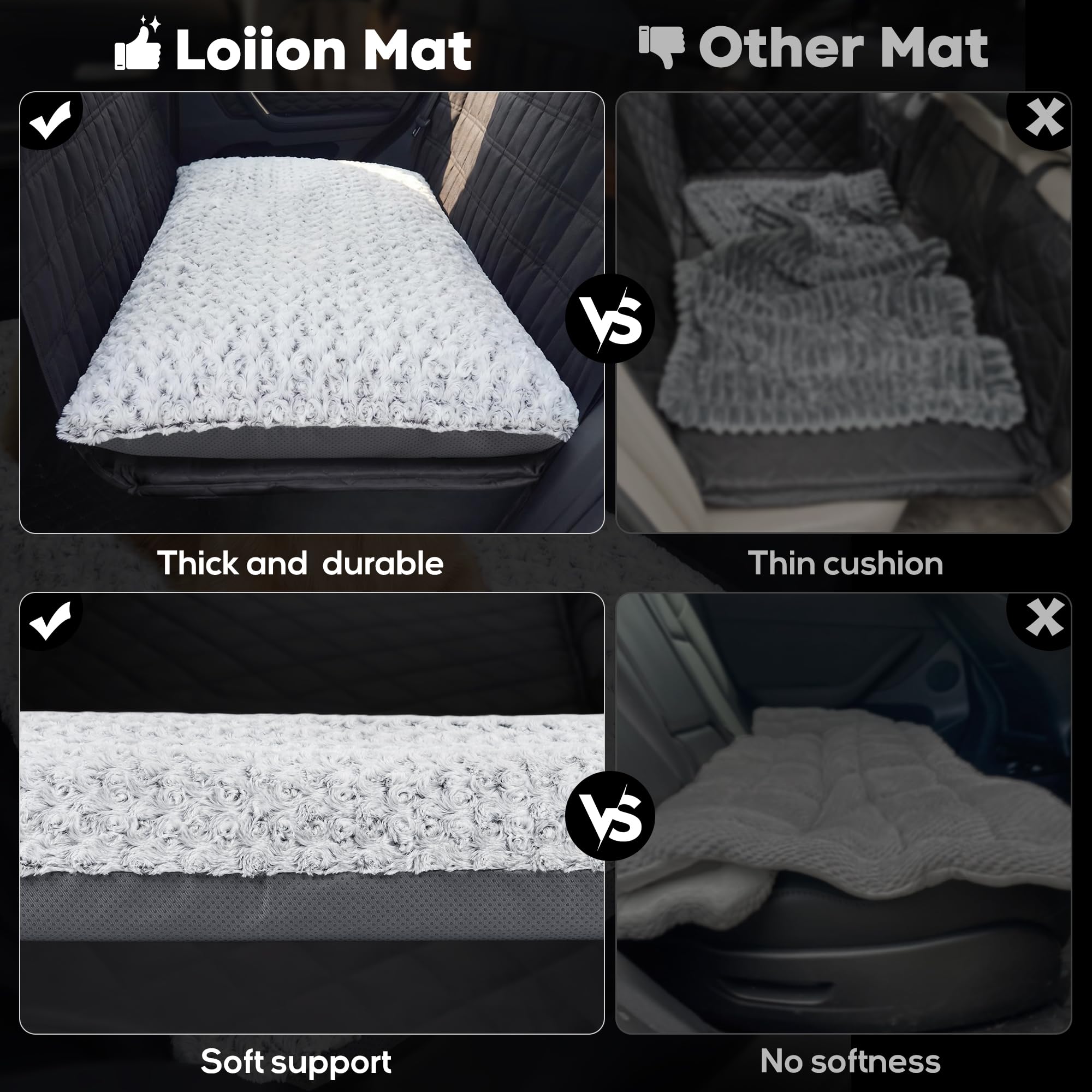 Loiion Cama Perro Coche Asiento, Alfombra Antideslizante, 122x62x7cm | Funda Asiento Coche Perro, Cama Perro Desenfundable y Lavable, Impermeable, Desmontable Lavable