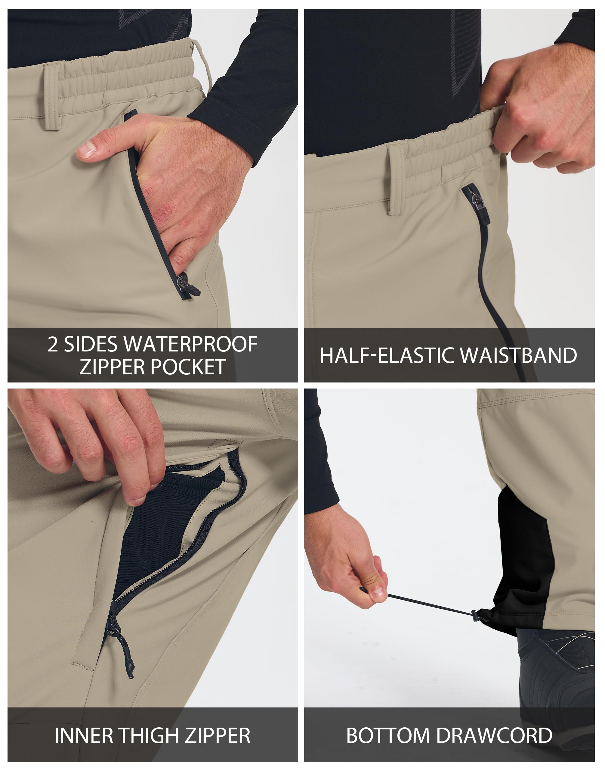 Pioneer Camp Pantalones de esquí para hombre, impermeables, 15000 + mm, H2O, pantalones de snowboard, resistentes al viento, con forro cálido, pantalones de softshell térmicos, pantalones de esquí