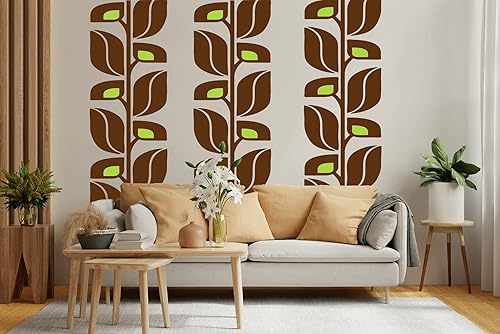 Miniatura 6 de Calcomanías de pared de flores abstractas retro de mediados de siglo, patrón elegante para espacios contemporáneos, despegar y pegar