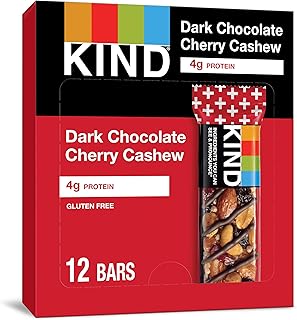 KIND Bars + Antioxidants Gluten Free 1.4 Ounce, Dark Chocolate Cherry Cashew, 12 Count