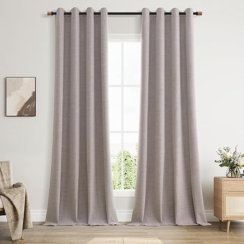 Miniatura 10 de Joywell Cortinas Opacas Totales de Lino Natural de Lino de 84 Pulgadas de Largo, con Ojales Aislamiento Térmico Oscurecimiento de Habitación