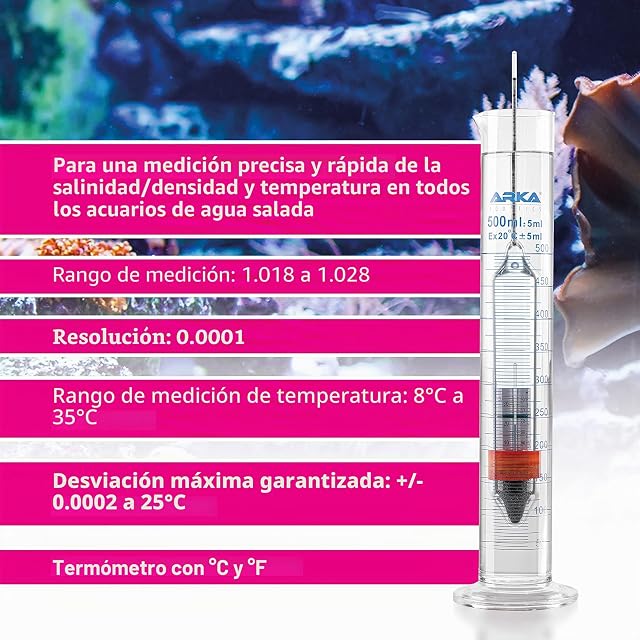 Foto 5 de 6 de ARKA Juego de hidrómetro - Incl. termómetro y Probeta de Vidrio de borosilicato 3.3
