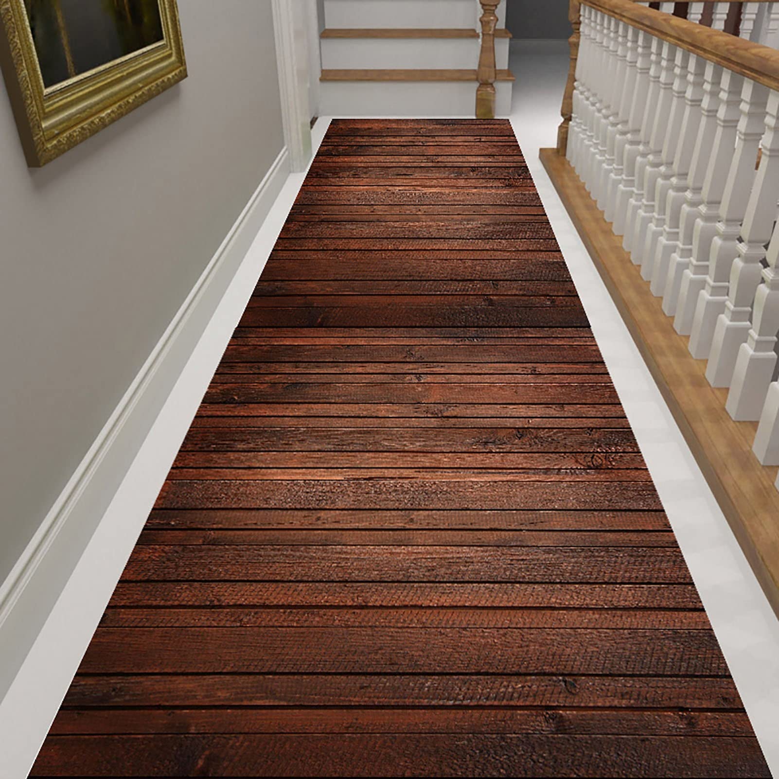 Tapis de couloir style ferme marron pour habiller votre salon et grand balcon