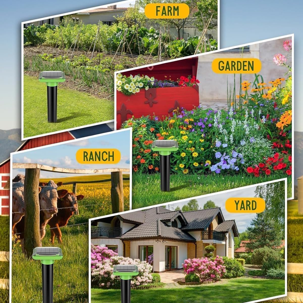 Dissuasori per Topi, Repellente ultrasuoni per Talpe, Carica ad Energia Solare per un Funzionamento Efficiente, Dissuasore per Topi Adatto per Uso in Giardino e Campo, 4 Pezzi