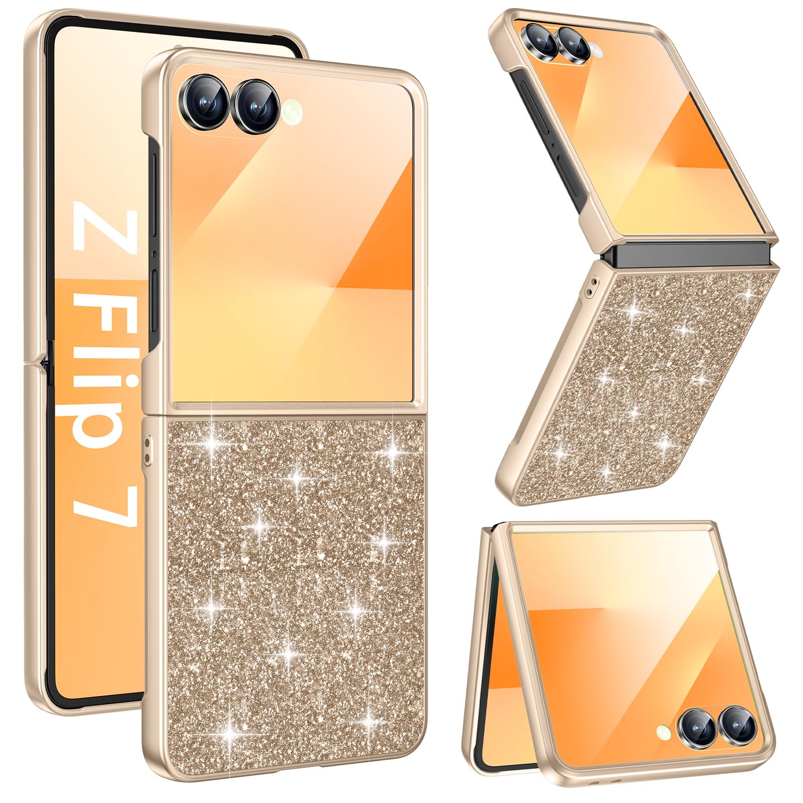 Coque Galaxy Z Flip 7 dorée scintillante fine et robuste - 8