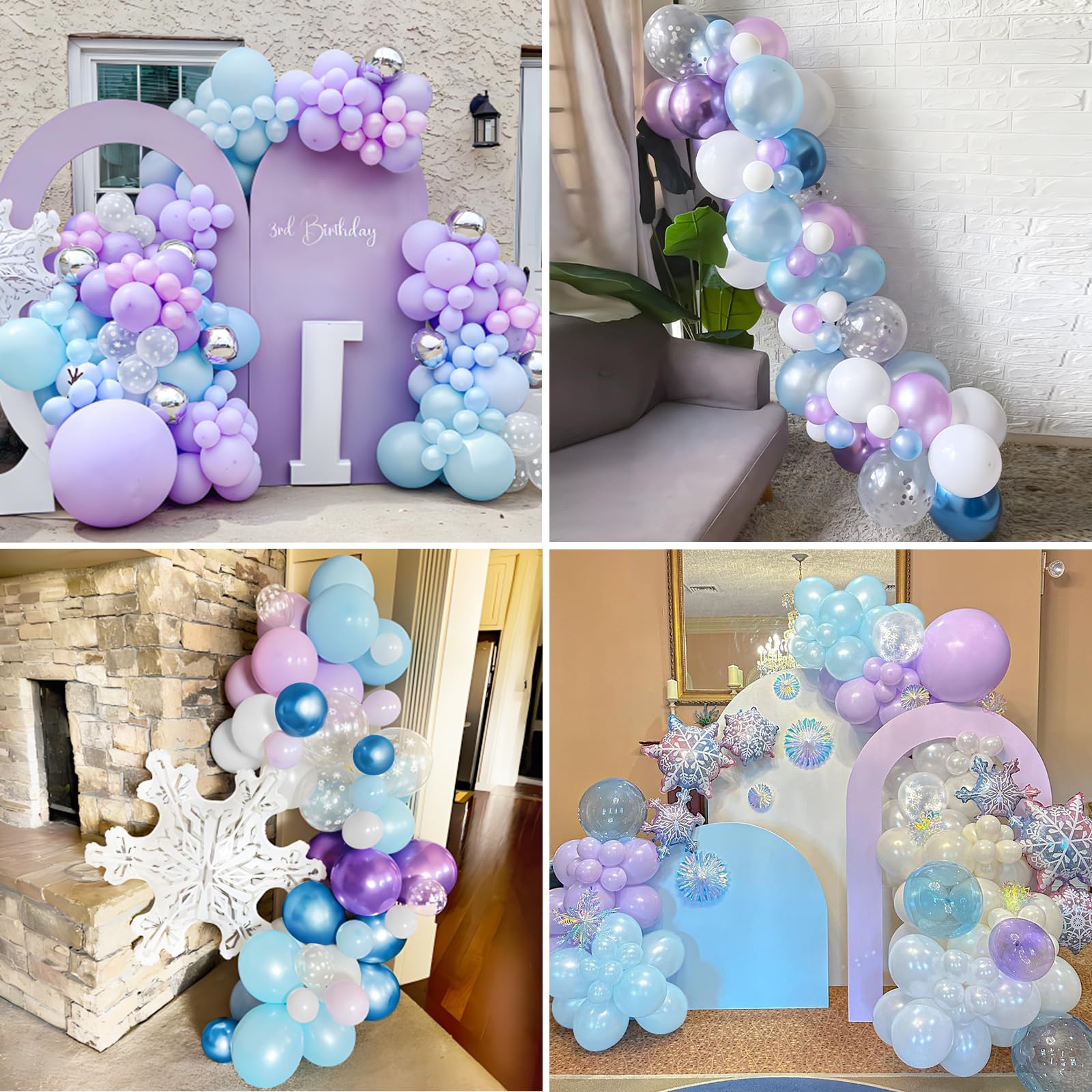 Palloncini Frozen Blu E Viola - 30 Pezzi Con Fiocchi Di Neve Argento, Per Feste E Compleanni - Foto 8