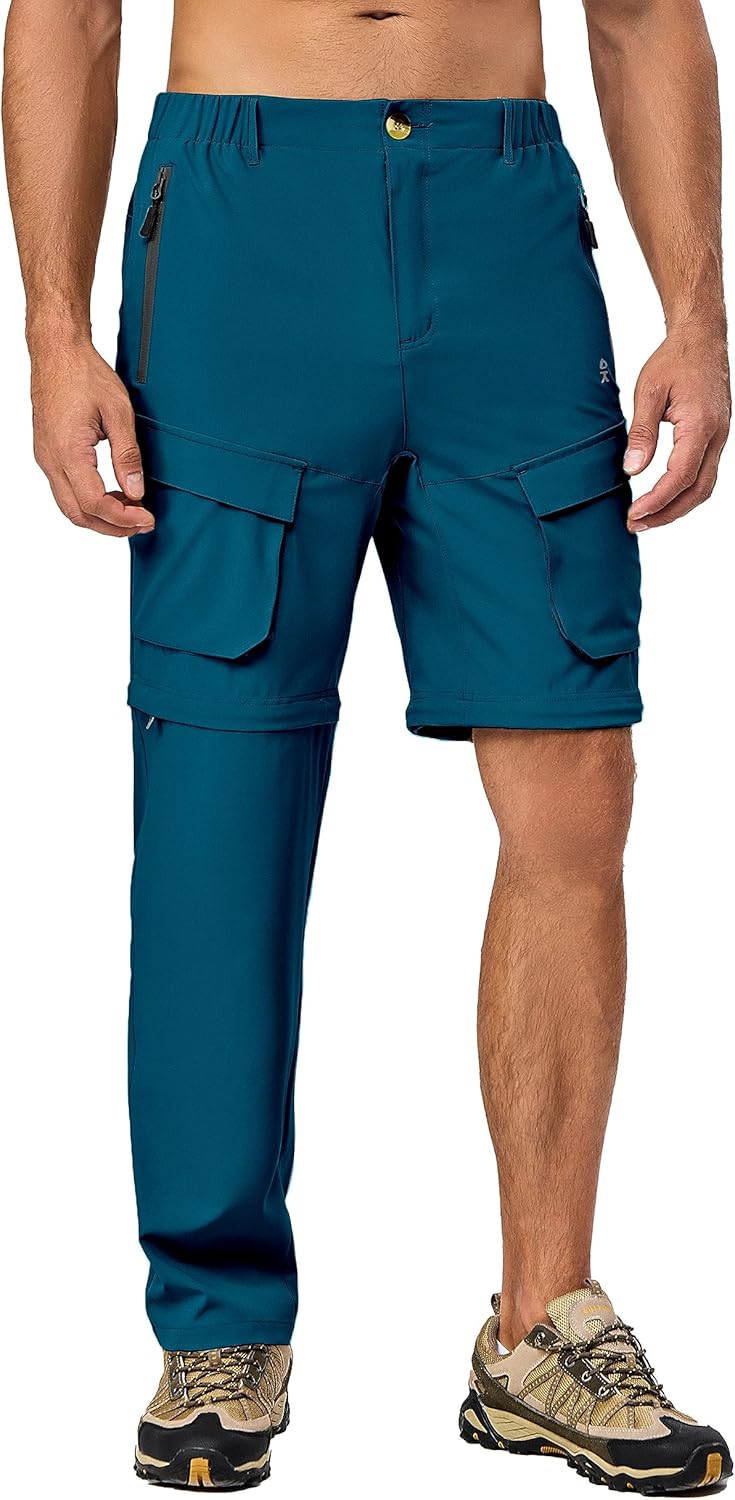 Little Donkey Andy Men's Quick Dry Zip Off Convertible Pants Elastic Lightweight Hiking Travel Golf